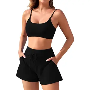 Sports & Outdoors Sports & Outdoors Pink Queen Women 2 Piece Bathing Suits Adjustable Strap Top Drawstring High Waisted Bikini Shorts Swimsuit with Pockets 2026