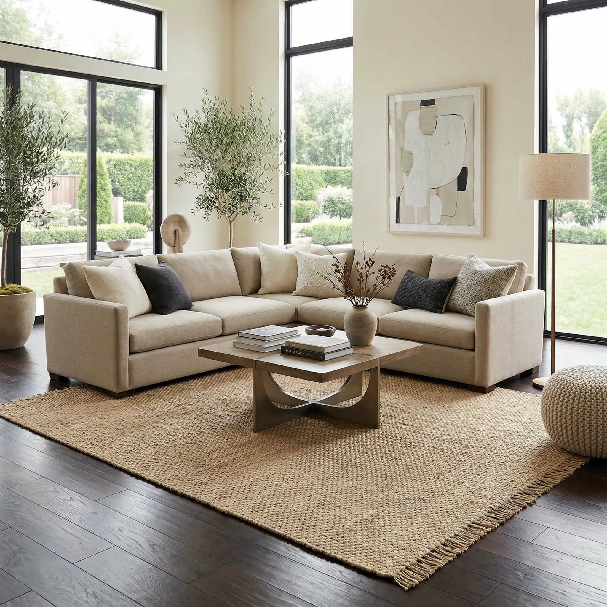Hovland Hand Woven Natural Jute Rag Rug