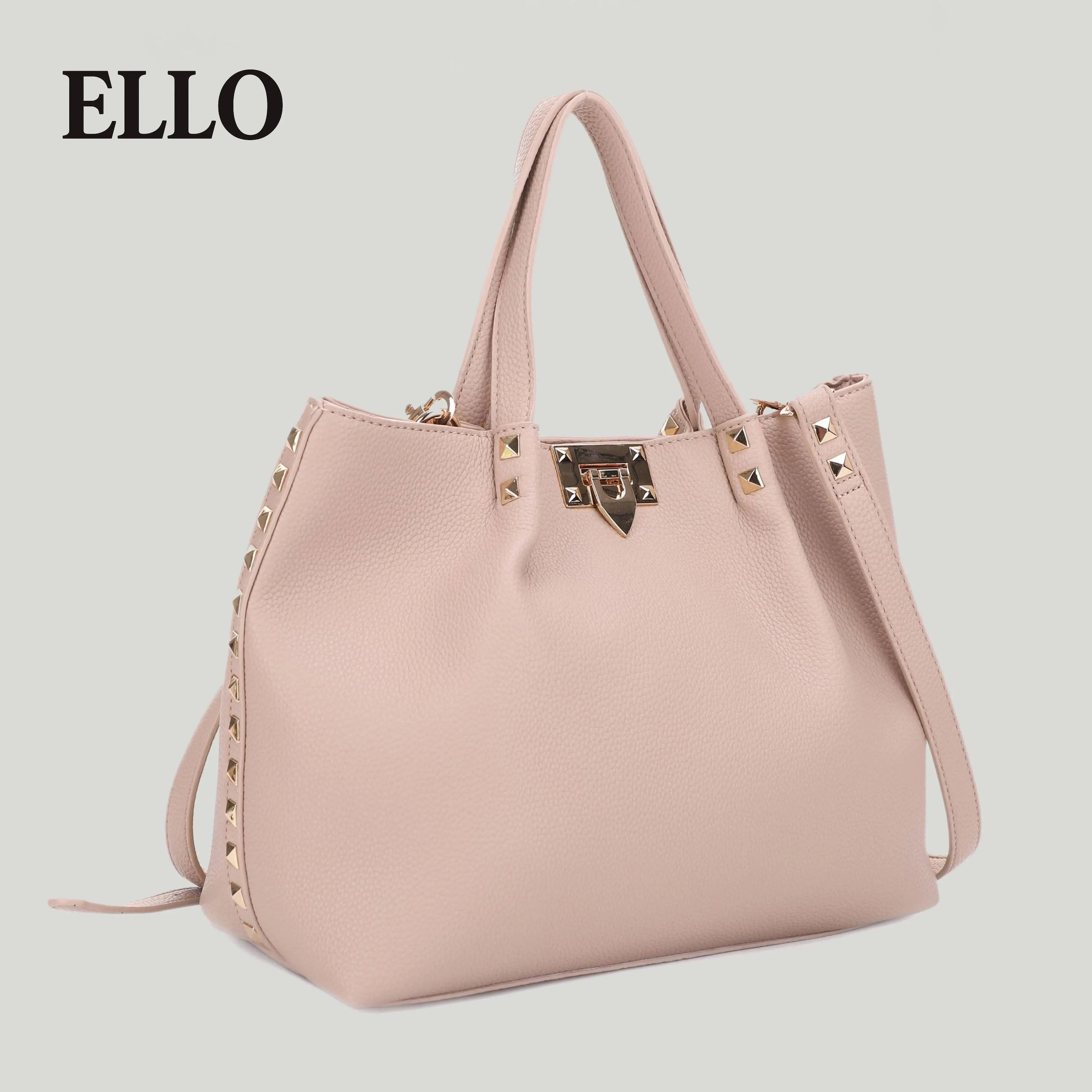 Women's Vegan Leather Tote Handbag – Stylish Studded Satchel Purse with Top Handle, Adjustable Crossbody Strap, Large Capacity & Secure Lock – Chic Sh