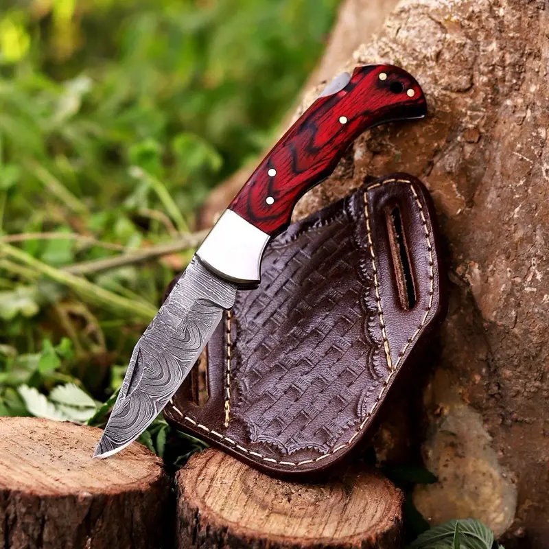 Handmade Damascus Pocket Folding Knife, Gift for Boyfriend , Dad, Husband, Anniversary, Groomsmen