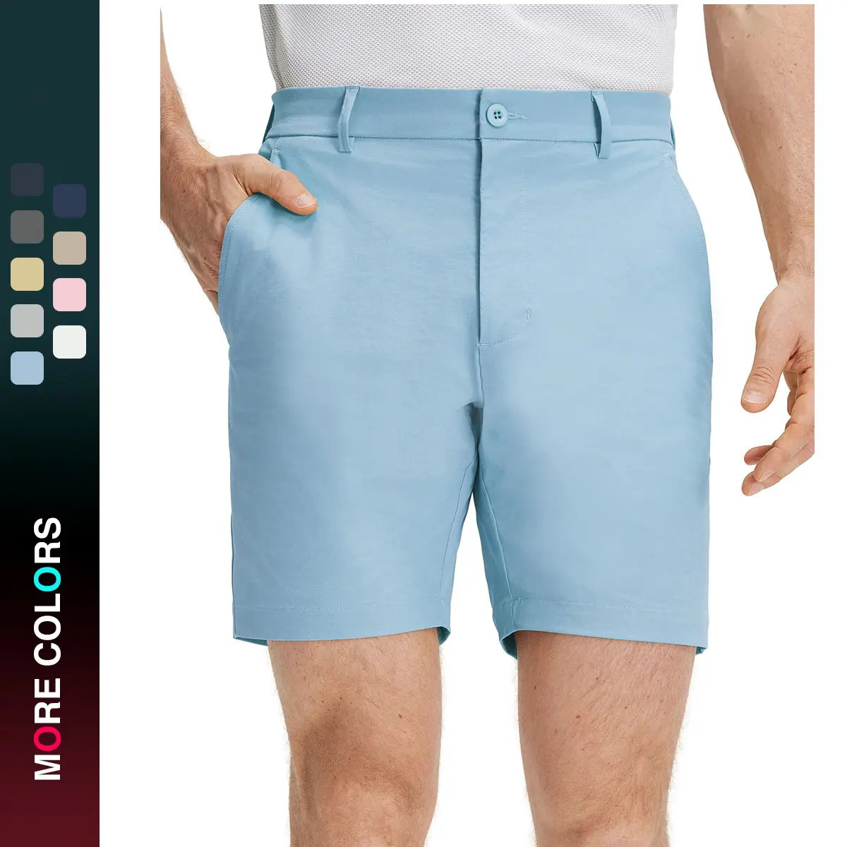 MAELREG Men's 7" Cotton Blend Golf Shorts Lightweight Flex Casual Dress Shorts Water-Resistant 5 Pockets