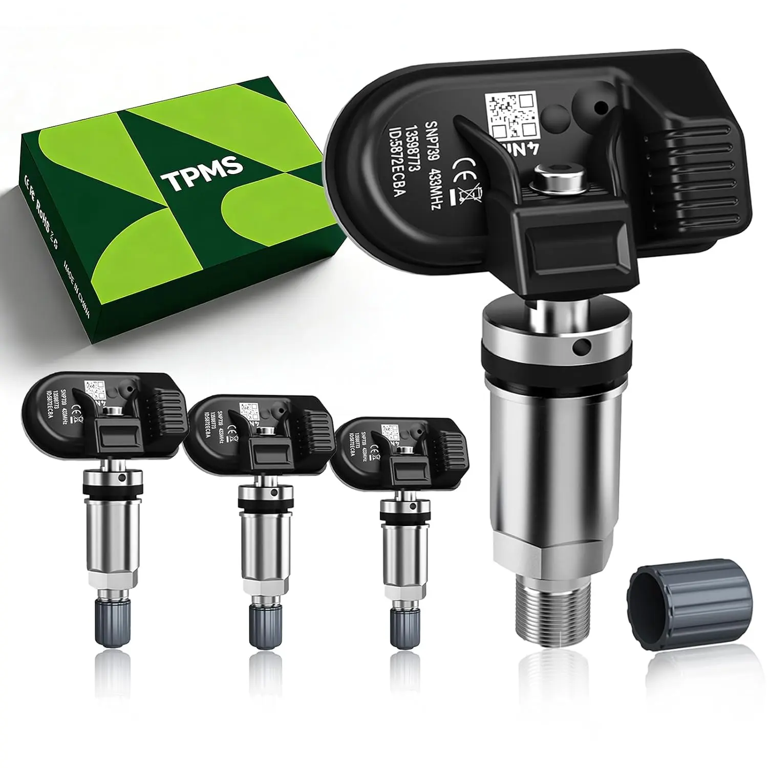 DMYQWL TPMS(Tire Pressure Sensor) 433Mhz Pre-Programmed for Chevrolet 4pcs/Set | TPMS For Chevy Traverse16-25|Malibu16-25|Blazer19-23|Cruze16-23|Tahoe20-25|Camaro16-24|Colorado23-24|Suburban20-25/OE13598773, Tpms Sensor, Multiple Chevys