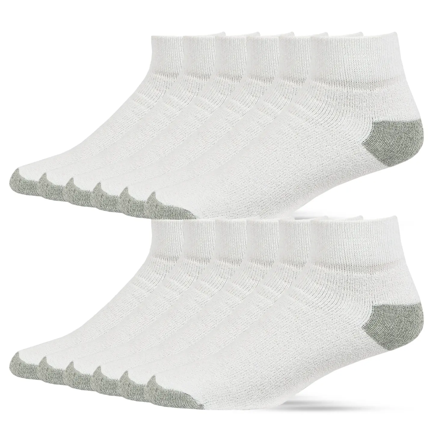 12 Pairs Quarter Socks Crew Cotton Unisex Athletic Sports Workout Running Comfort Cozy Sweat-absorbing Anti-Slip Comfy Compress Soccer Value Pack