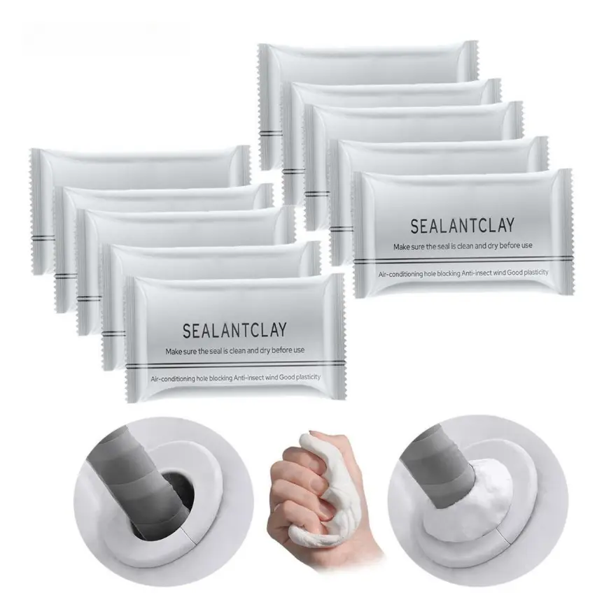 10PCS Eco-Friendly Sticky Sealant Clay, Quick Curing & Strong Adhesion, Waterproof Oil-Resistant Pest Control Sealant for Air Conditioner Holes Wall Cracks Pipes