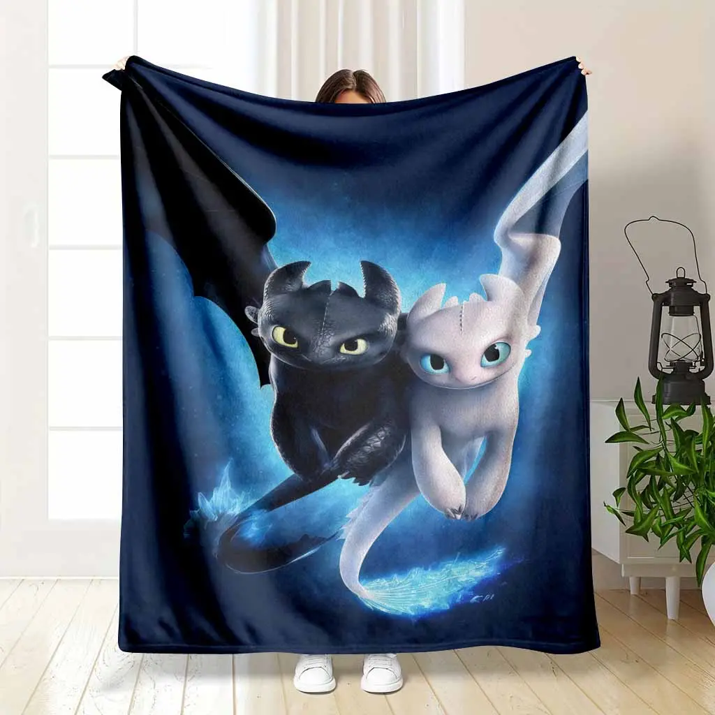 Fantasy Dragon Couple Flannel Throw Blanket, Mystic Night Sky & Blue Flame Print, Soft Warm Cozy Lightweight Durable, Perfect for Bedroom Sofa Travel, Ideal Gift for Home Decor, Blankets for Bedroom, Throw Blankets summerwins
