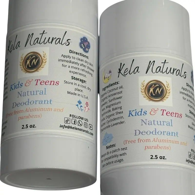 Kela Naturals Vegan Natural Magnesium Kids and Teens Deodorant Unisex for Sensitive Skin Aluminum Free