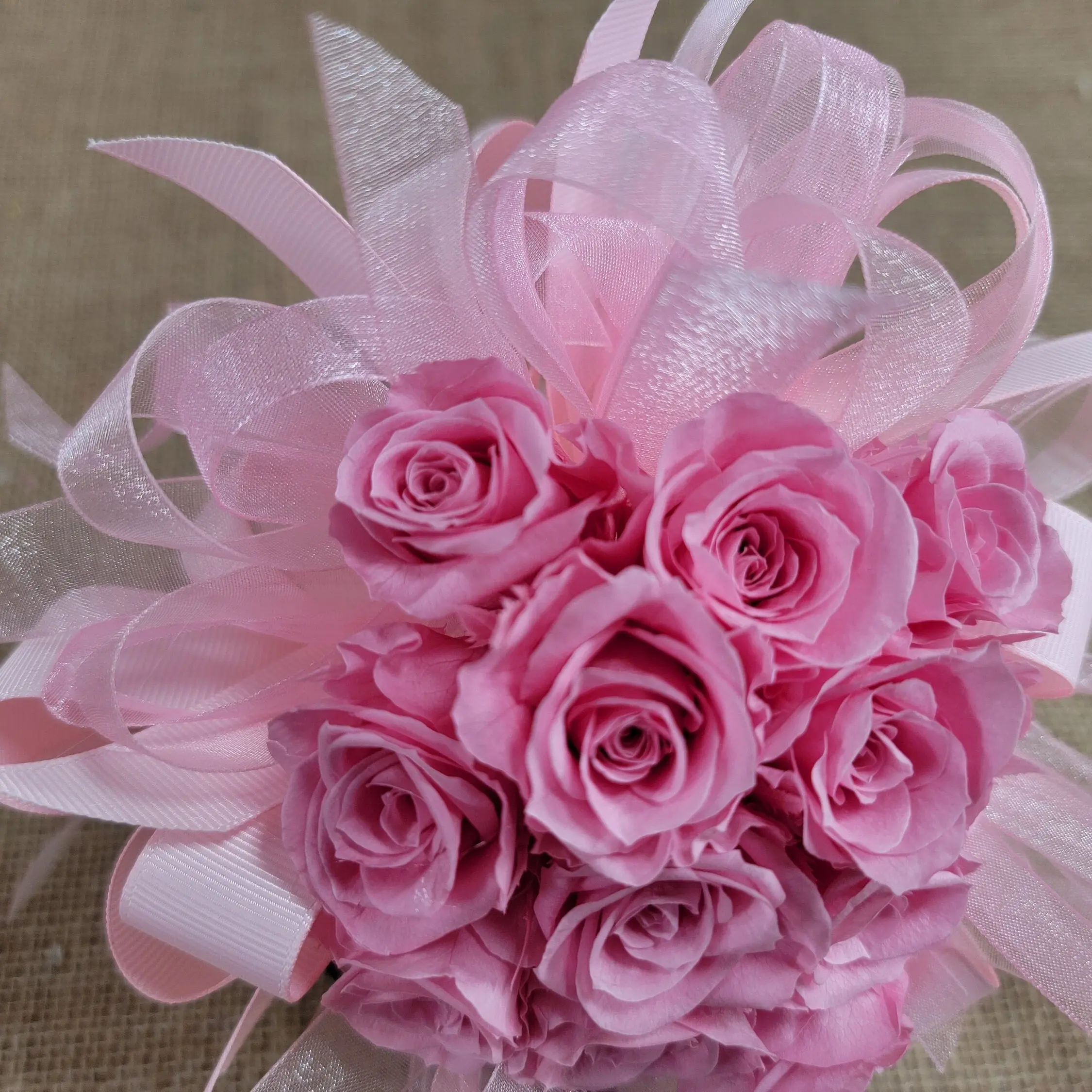 Preserved Wedding Bouquet, Dried Flowers, Preserved Rose, Bridesmaid Bouquet, Matching Boutonniere, 12 Pink Rose - 1 lb 10oz - 10"X10"