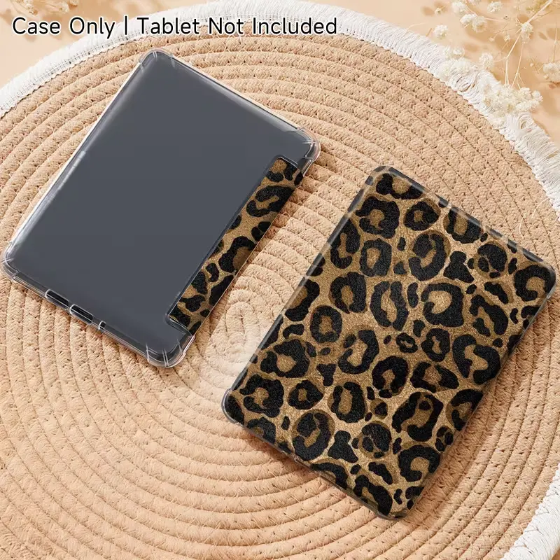 Kindle Paperwhite Protective Cover Accessories for 6/6.8/7in 11th-2021/12th-2024 Gen, Classic Leopard Pattern Silicone Holder with Auto Wake, Ultra-Clear Soft Transparent TPU Back & Charming Illustrations, E-Readers