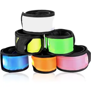 Pack of 6 LED Light Up Band Slap Bracelets Night Safety Wrist Band for Cycling Walking Running Concert Camping Outdoor Sports