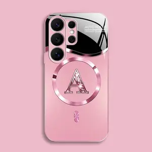 Suitable for [Galaxy S26 Ultra] high-end MagSafe phone case🥰, Luxury Personal Initial Magnetic Case Viral Bling Diamond Letter Cover #SummerVibes 952