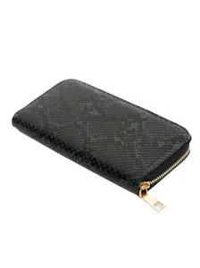 Python Faux Snakeskin Wallet- Forest Green