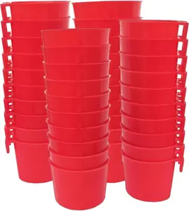 40 Pack Cage Cups Birds Feeders Seed Bowl Chicken Feeding Watering Dish  Water   Wire Cages Box 8oz Coop Cups for Pet Parrot Parakeet Gamefowl Poultry Pigeon (Red)