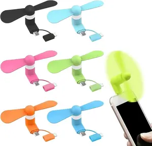 3PCS 2-in-1 Mini Portable Rechargeable Personal Phone Fan, Random Color, Type-C USB Compatible USB Powered Fan, Portable Rechargeable Fan