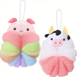 Bath Ball, Bubble Bath Ball, Mermaid Facial Cleanser, Soft Scrubbing Ball, Non-Dispersive, Cartoon Design, Fun Bath Time Toy, Bath Sponge