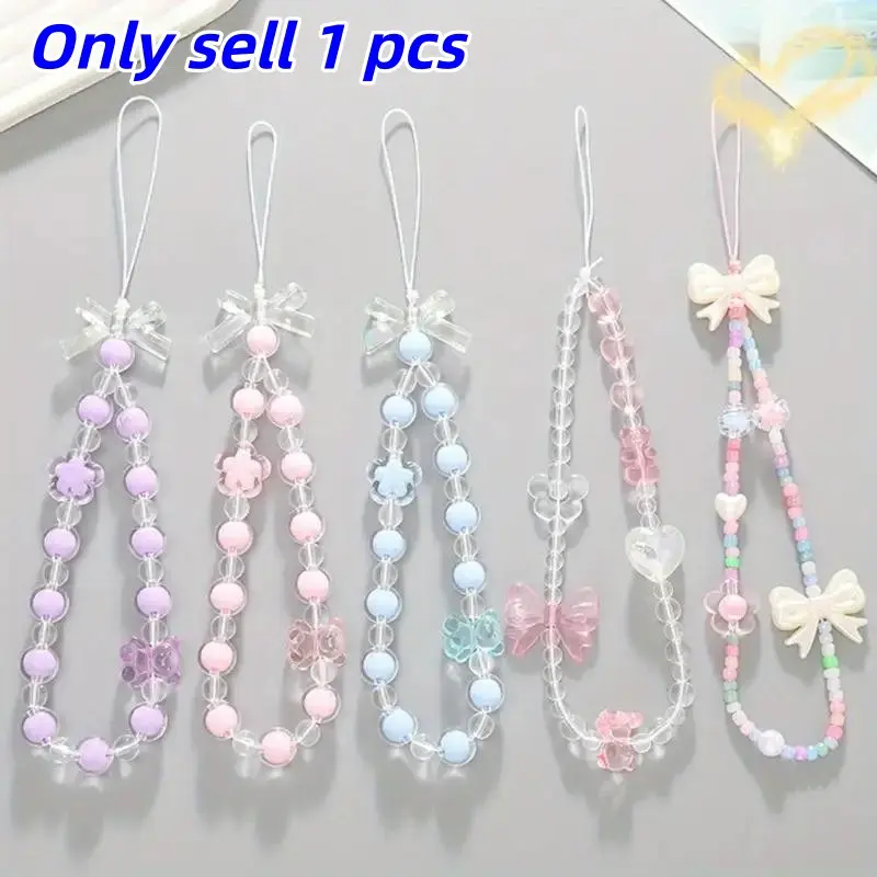 Bow Pearl Phone Charm, Anti-Drop Bracelet, Floral Stationery Decor, Heart Shaped Y2K Pearl Hand Chain, Cute Aesthetic Phone Strap, Phone Chains, Mobile Phone Chain, Phone Accessories