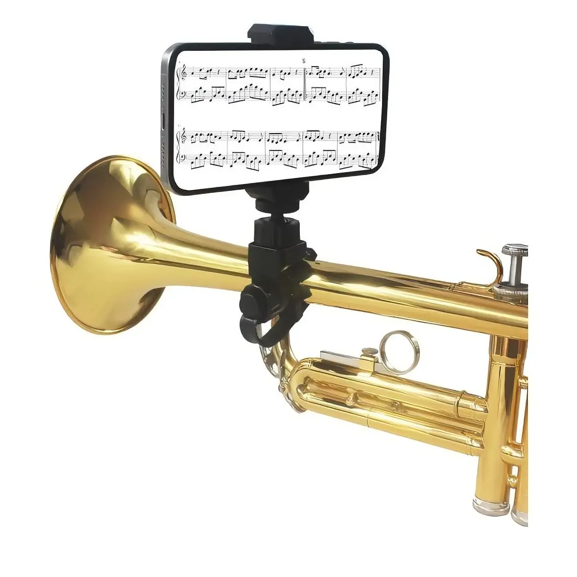 Universal Trumpet Phone Holder Clip Hands-Free Music Sheet Mount for Trumpet Cornet & Brass Instruments Secure Attachment