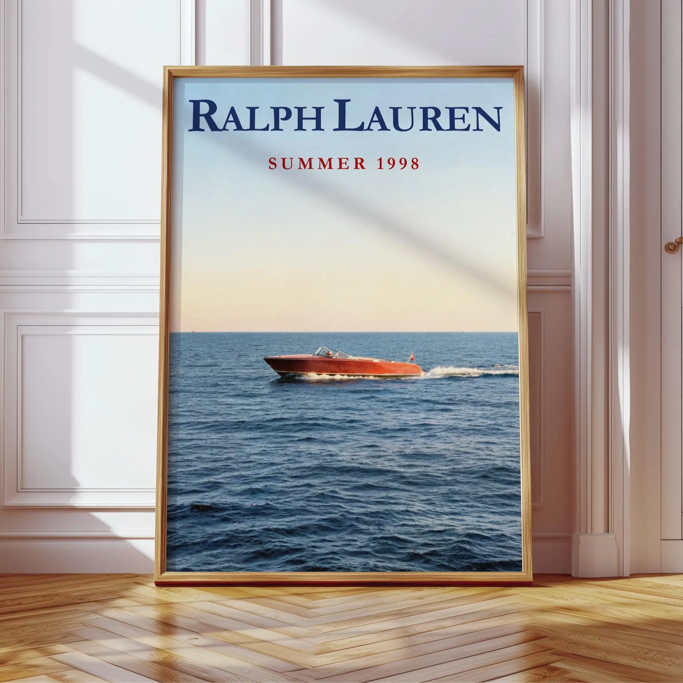 Luxury Boat Wall Art Print | Ralph Lauren Inspired Speedboat Poster, Old Money Nautical Decor, Coastal  Style,UnFramed Newspaper