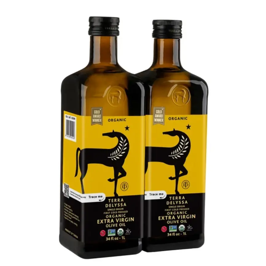Terra Delyssa Organic Extra Virgin Olive Oil 1L Pack of 2 First Cold Pressed USDA Organic Non GMO Project Verified High Quality Oil Cooking Oil