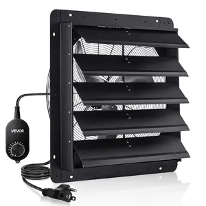 VEVOR 24 inch Shutter Exhaust Fan, Wall Mounted Attic Vent Fan with Variable Speed Controller, 4800 CFM, AC Motor, Heavy-duty Steel, Low Noise for Shed, Garage, Greenhouse Ventilation Cooling, Black