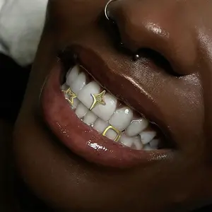 Fashionable Metal Zircon Star Hip Hop Teeth Decor Unisex, Perfect for Holiday Parties and Friend Gifts, Festival Jewelry Accessory, Tooth Gems