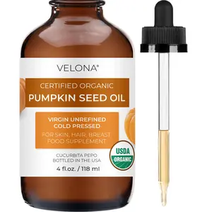 velona Pumpkin Seed Oil USDA Certified Organic - 4 fl oz | 100% Pure and Natural Carrier Oil | Unrefined, Cold Pressed Hydrating Body Care body oil body oils