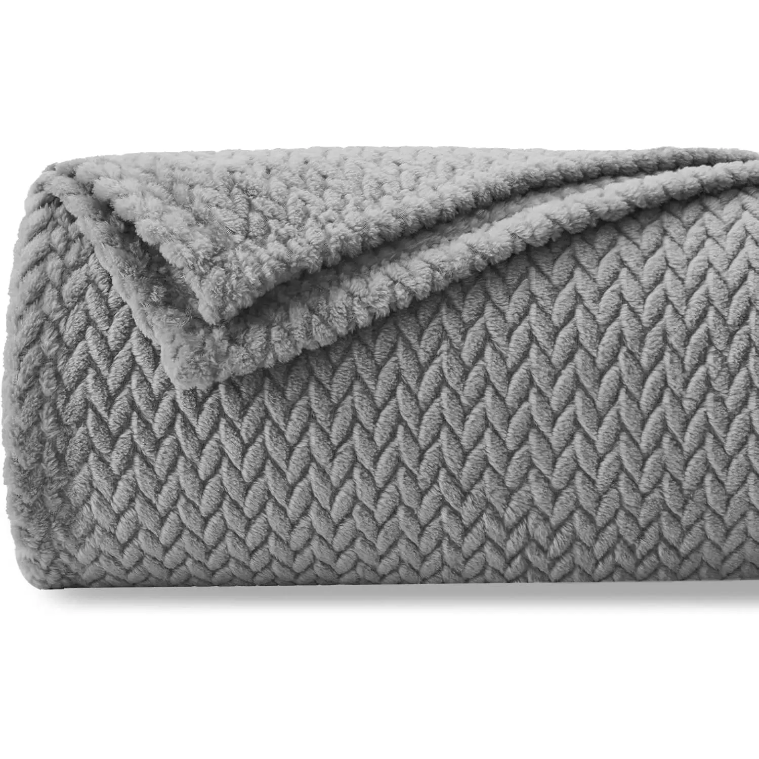 Premium Silky Flannel Leaf Pattern Blanket - Wrinkle-Resistant, Lightweight Super Twin Grey Bedding Throw (Grey, 60"x80") - All-Seasons Use, Ideal Gift for Christmas, Birthday for Friends