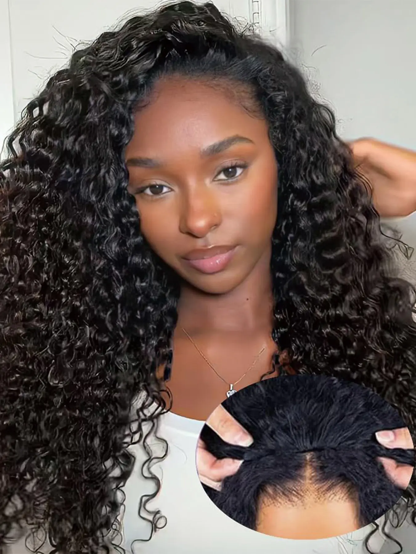 Deep Wave Half Wig Protein Fiber, Glueless Wear and Go Curly Wave Textures Wig for Women, 3 In 1 Drawstring Seamless Flip Over Wigs, Beginner Friendly Synthetic Half Wig 26 Inch&22Inch, Glueless Hair Wigs, No Glue Wig, Synthetic Wavy Curly