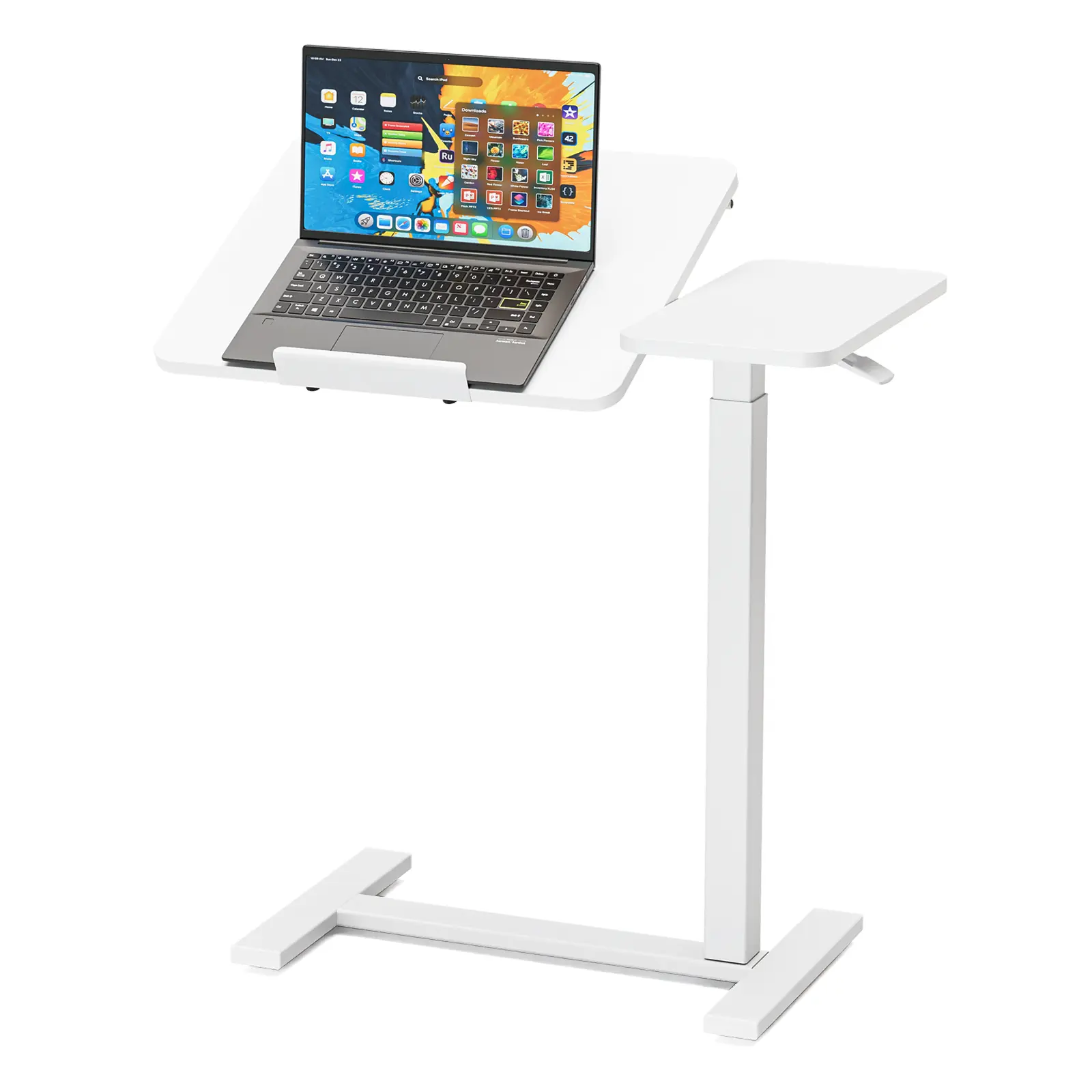 Adjustable Rolling Standing Desk with Wheels, Portable Laptop Table, Height & Tilt Adjustable Mobile Workstation for Home Office, Bedside & Sofa