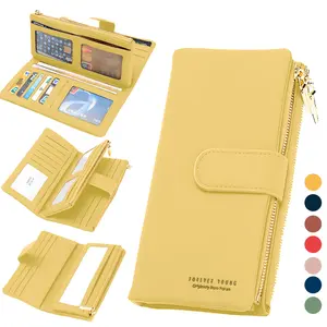 Vintage Women's Leather Wallet with Large Capacity, Long Design, Zipper Closure, Phone Pocket, Card Holder, and Coin Purse