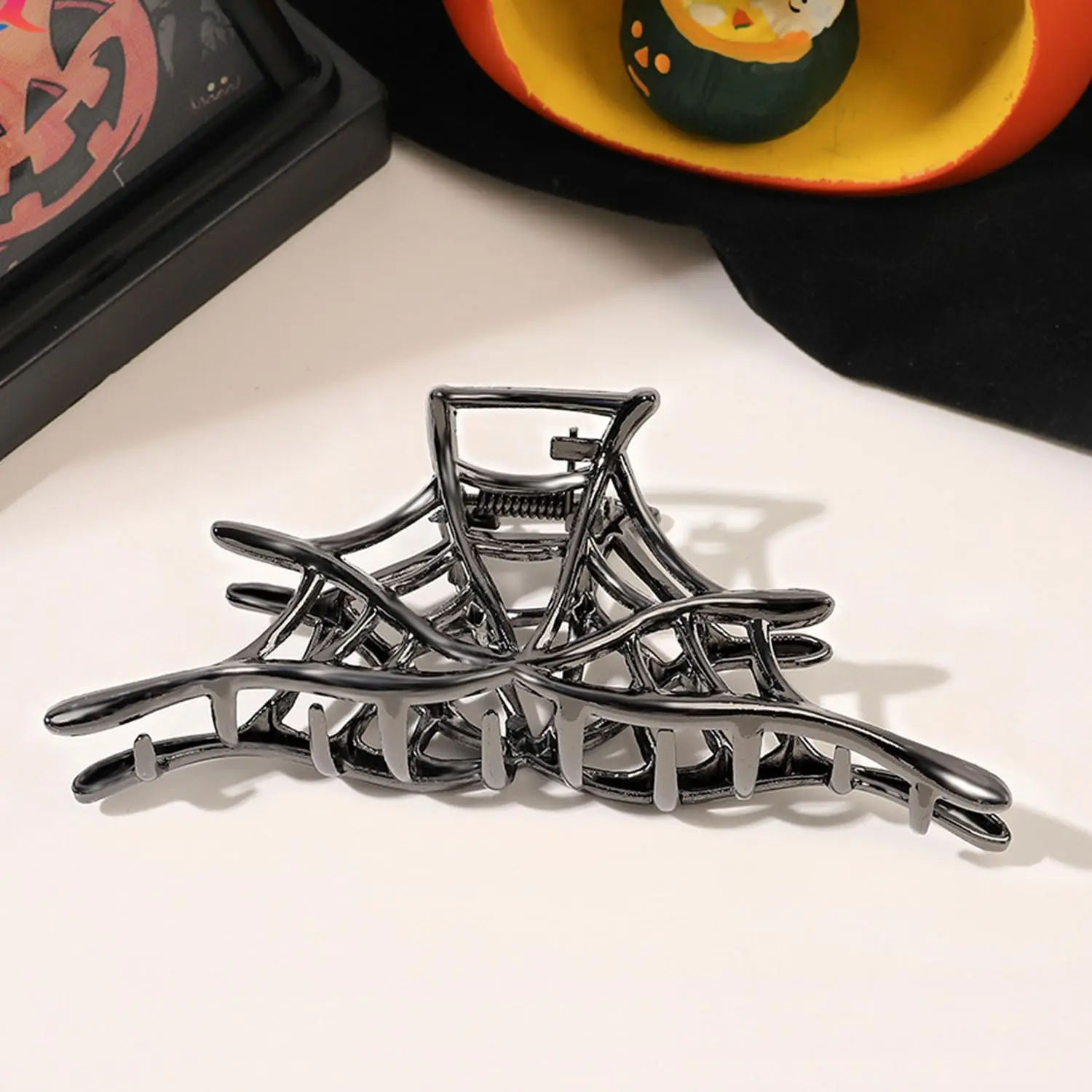 3PCS Black Spider Web Skeleton Hand Skull Hair Claw Clips  display picture 1
