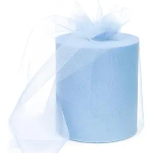 6" x 200 Yards Light Blue Tulle Fabric Rolls Blue Spool Tulle Ribbon for DIY Tutu Skirt Wedding Decoration Baby Shower Birthday Party Backdrop Gift Wrapping Bow Craft Supplies