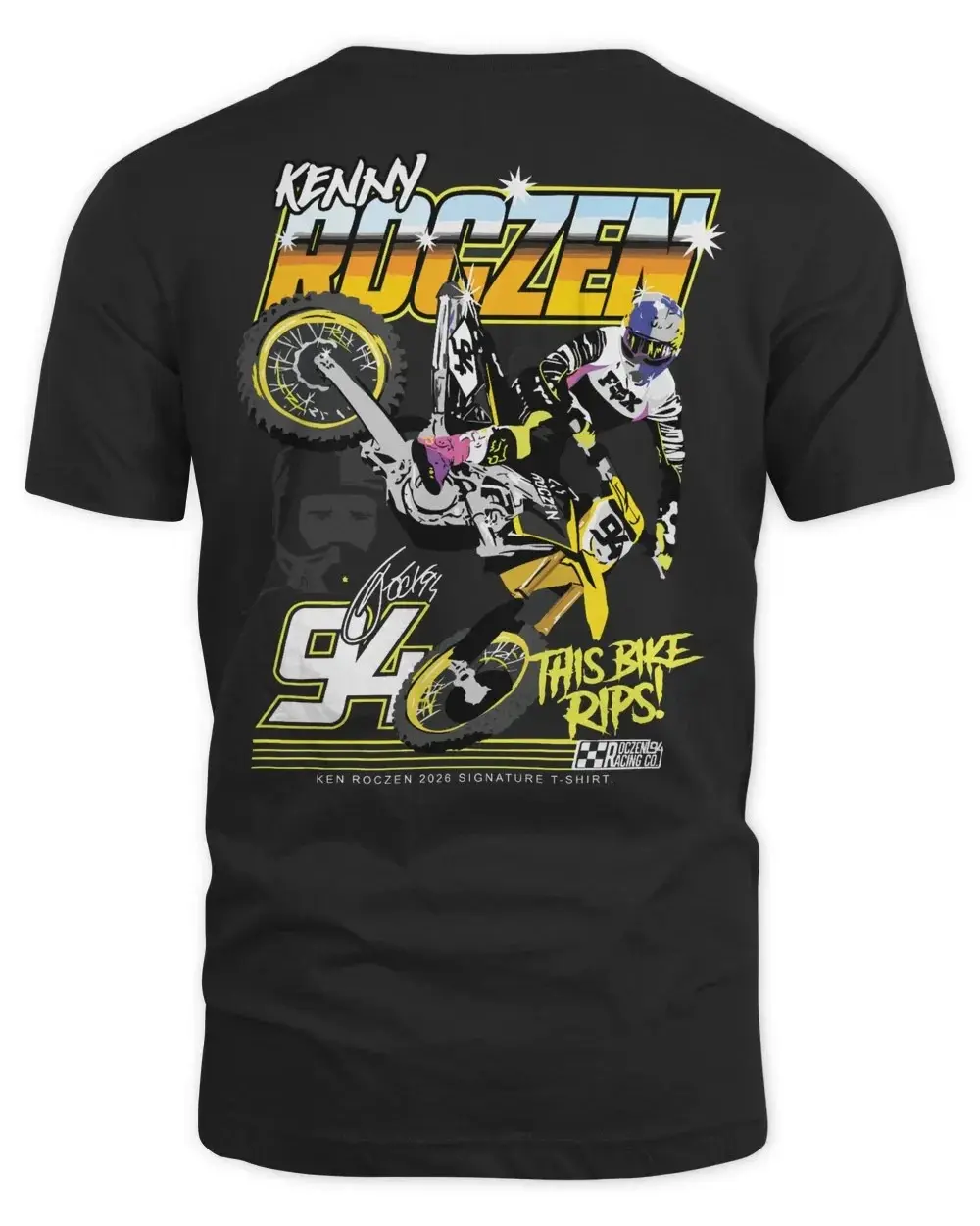 Ken Roczen This Bike Rips 2-Sided T-Shirt, Motorcross Rider Tee, Short-Sleeve Tee for Racing Fans