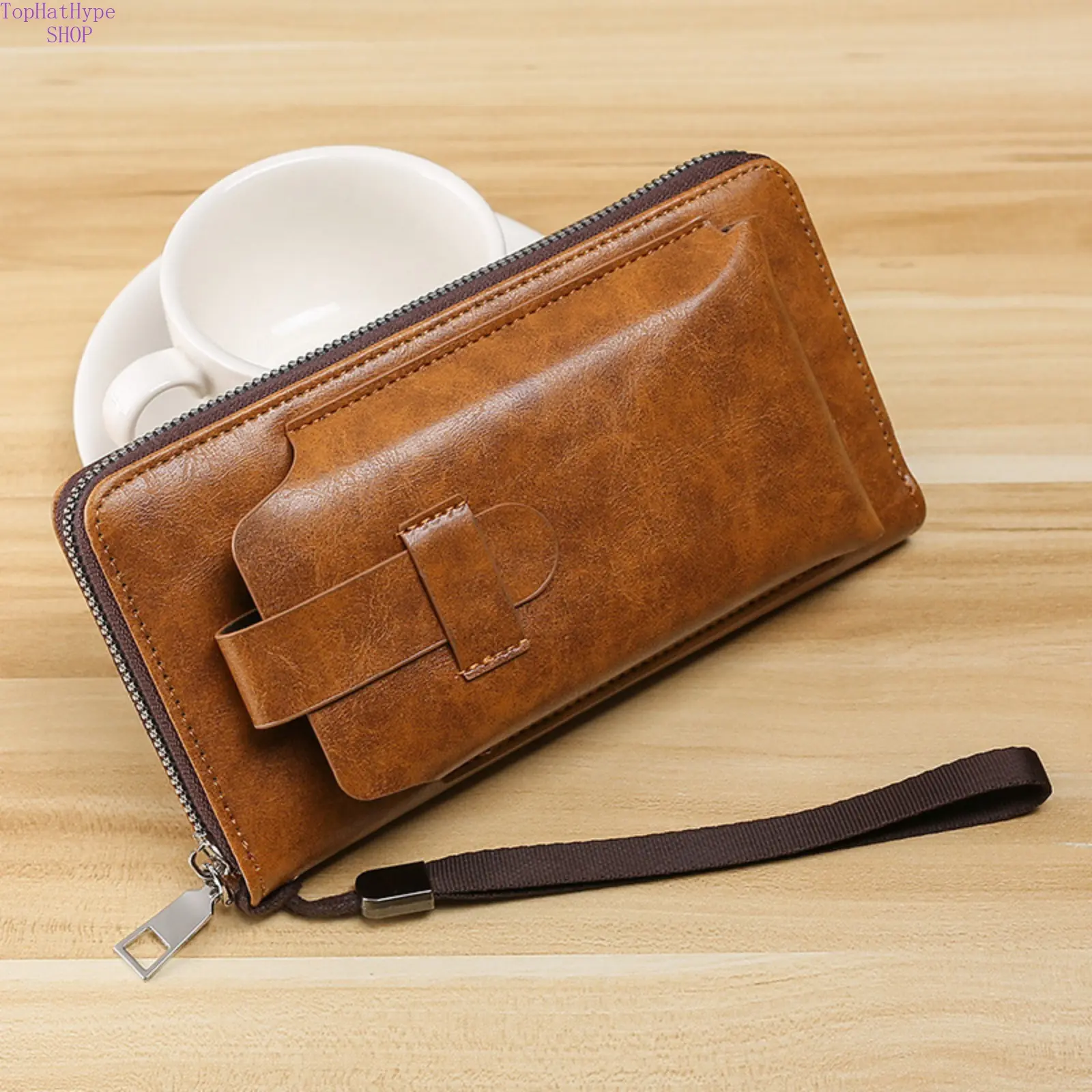 Men's Durable Bifold Leather Zipper Wallet - High-Capacity PU Leather Long Business Billfold with Multi-Card Slots, Portable Phone Pocket, Slim Lightweight Minimalist Design - Ideal for Business Meetings, Daily Commute, Durable Bifold Wallet, Wallets