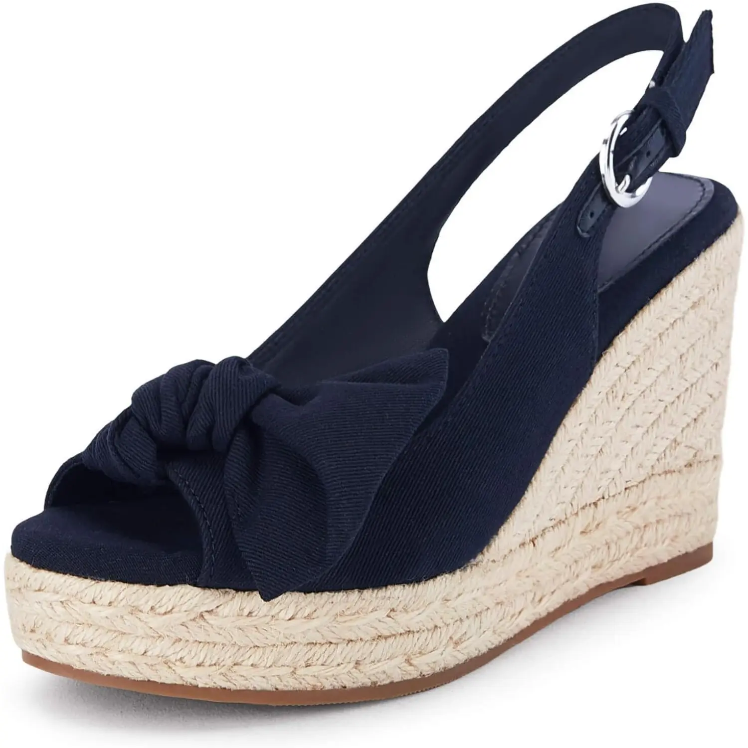 Coutgo Women's Elegant Peep-Toe Wedge Heels - Slingback Espadrille Platform Sandals with Side Bowknot, Fashion Casual Wedge Sandals for Summer Outdoor Activities, Wedge Heels For Women