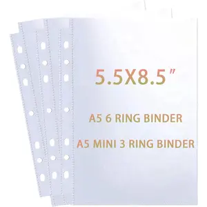40 Pack 80 Pockets 5.5x8.5" Sheet Protector Sleeves for 6 Ring A5 Binder, A5 Mini 3 Ring Binder, Ultra-Clear Playbill Holder Sleeves, Double-Sided, Top Loading Sheet Protector for Paper Report