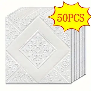 20/30/50 Self-Adhesive Wallpaper Waterproof and Moisture-Proof Foam Brick Pattern 3D Three-Dimensional Wall Stickers Home Decoration, Renovation Background Ceiling Suitable for Kitchen Living Room Bedroo Carving Interior