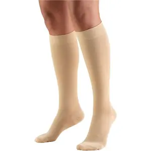 Truform 15-20 mmHg Compression Stockings for Men and Women, Knee High Length, Closed Toe, Beige, Large