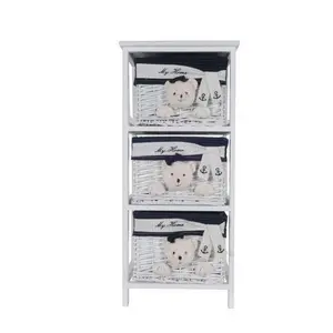 Anne Home - 3 Portable Storage Drawers with Bear Details in White