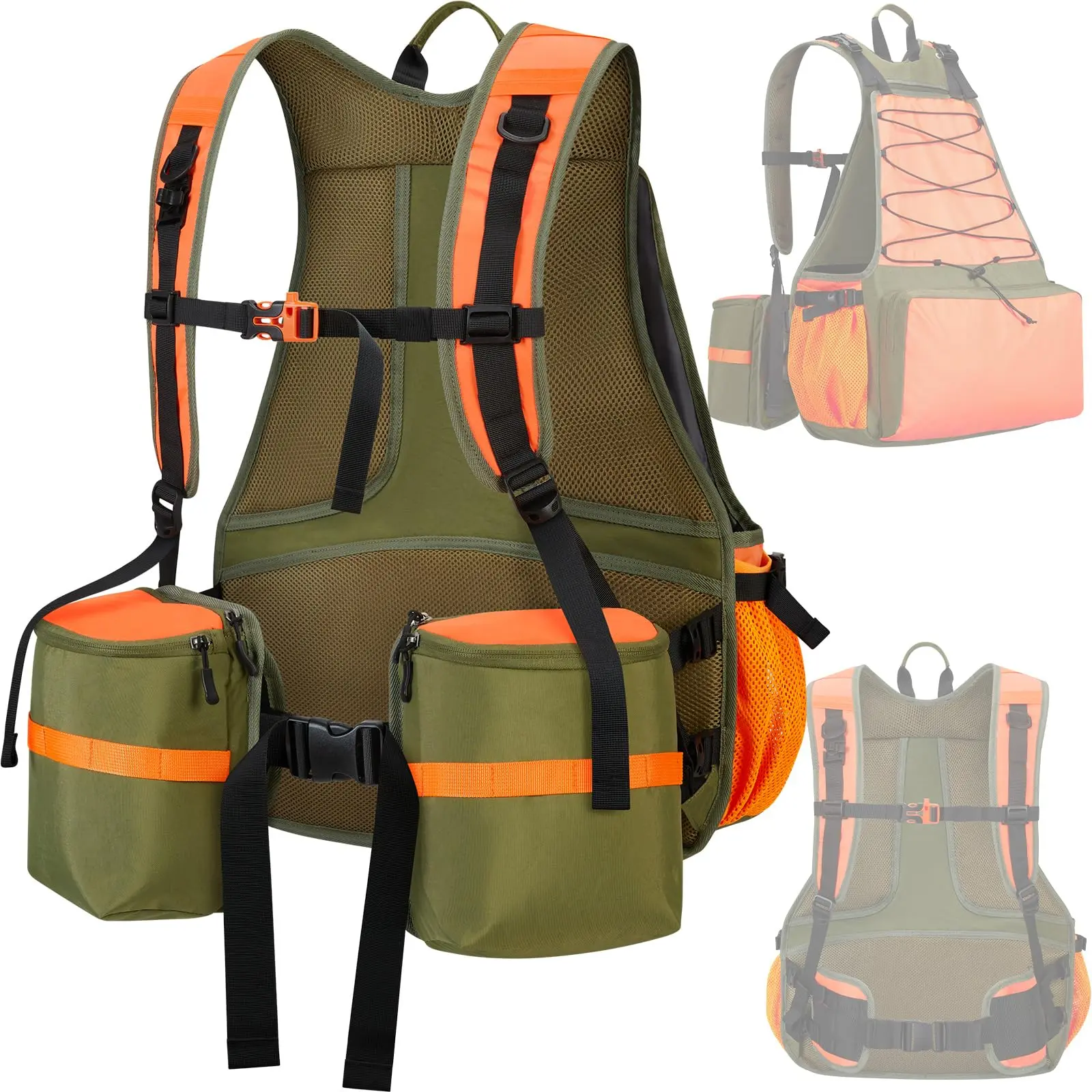 NEW VIEW Upland Hunting Vest for Men - Blaze Orange, Pheasant Hunting Vest for Bird, Upland Strap Vest with Game Pouch for Quail Hunting