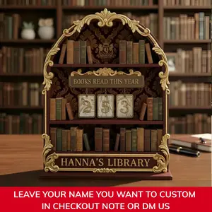 Personalized Wood Dragon Book Tracker - This Year's Reading Counter, Fantasy Book Stack Sign with Number Tiles, Custom Library Decor, Reader Gift