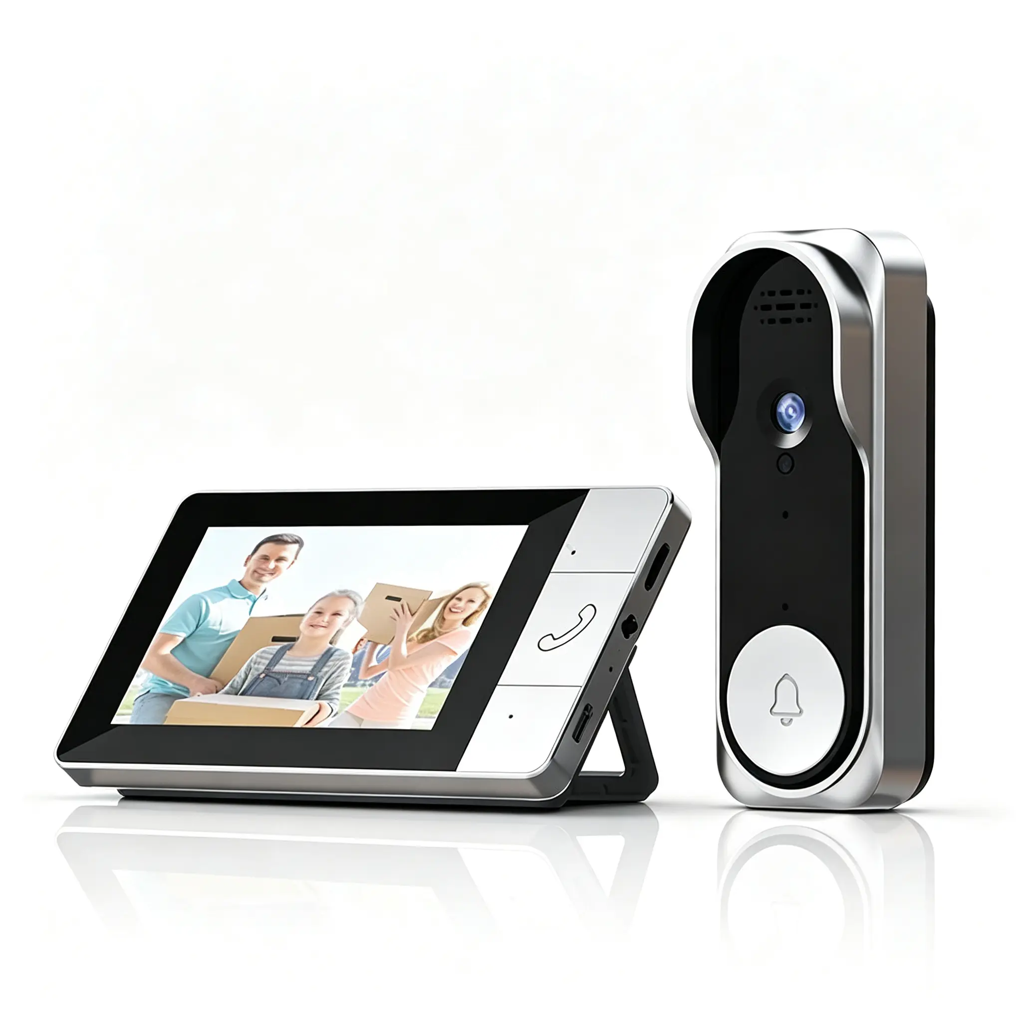 NT601 Wireless Video Doorbell Security Camera with 4.3in HD Monitor, No WiFi/No App, 2.4G Connection, 30M Range, 2-Way Intercom, Infrared Night Vision, Auto Visitor Record, 128GB TF Card Support