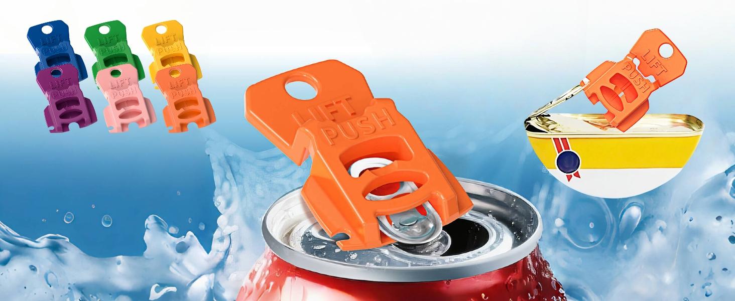 6PCS Colorful Can Tab Openers & Leak-Proof Drink Covers – One-Hand Soda Can Opener and Reusable Protector Caps for Coke, Beer, Soda, and Aluminum Cans for Parties, BBQ, Camping & Travel(New model)
