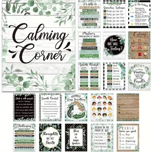 20pcs Frameless Calming Corner Classroom Posters Mental Health Posters Therapy Office Feelings Chart Classroom Supplies Charts Home Classroom Decorations for Teachers Elementary Educational Posters Learning Materials 8*10inches