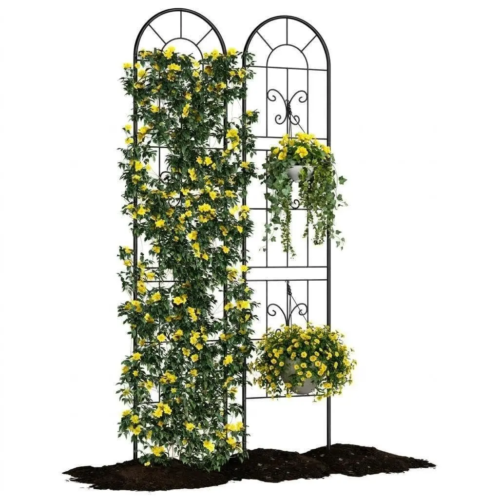 Metal Trellis Set of 2 – Garden Trellis 140x30 cm for Tomatoes, Cucumbers, Roses & Clematis, Rustproof for Climbing Plants, Black, Two Piece Set, Climber Support