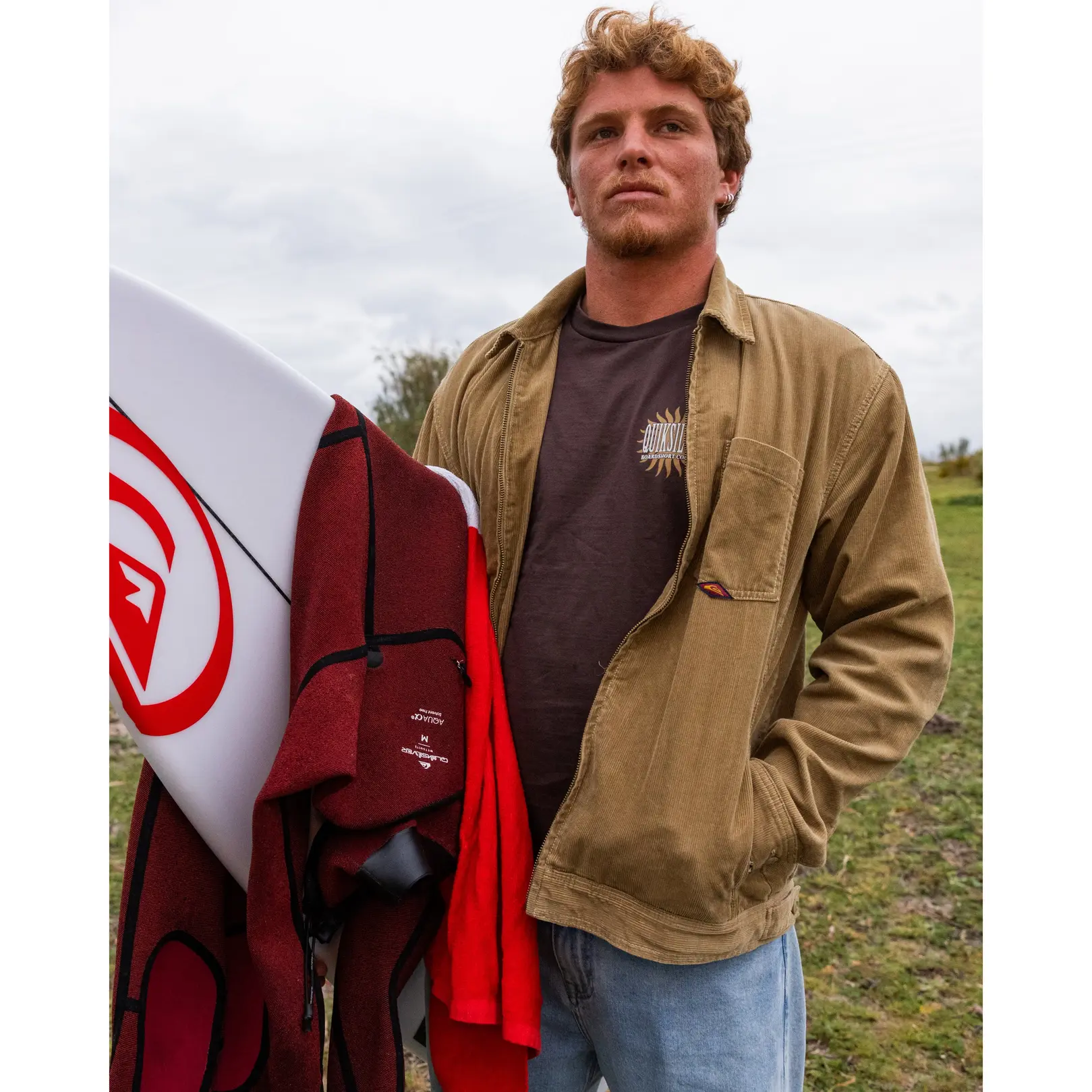 Quiksilver | Surf Harrington Cord Jacket | 100% Cotton Chest Pocket Durable Twill | Surf & Swim