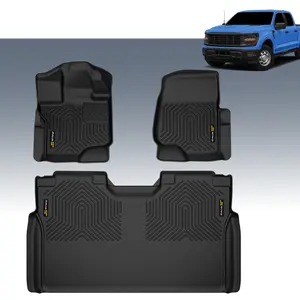 CROSSDESIGN TPE Floor Mats  Fit For 2015-24 Ford F-150 F150 Super Crew Cab (includes 22-24 Lightning Models),All Weather Protection 3D Liners,Waterproof Anti-slip Durable Upgraded version