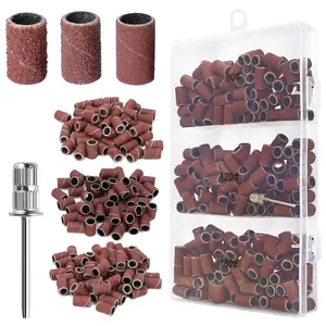 210pcs/75pcs 80#120#180#  Grit Sanding Band & Nail Drill Bit Electric Manicure Machine Nail Polish Head Cutter Sanding Ring Bands Grinding Head Polisher Smoothing Sand Circle For Electric Nail Machine, Salon Smooth Nail Care