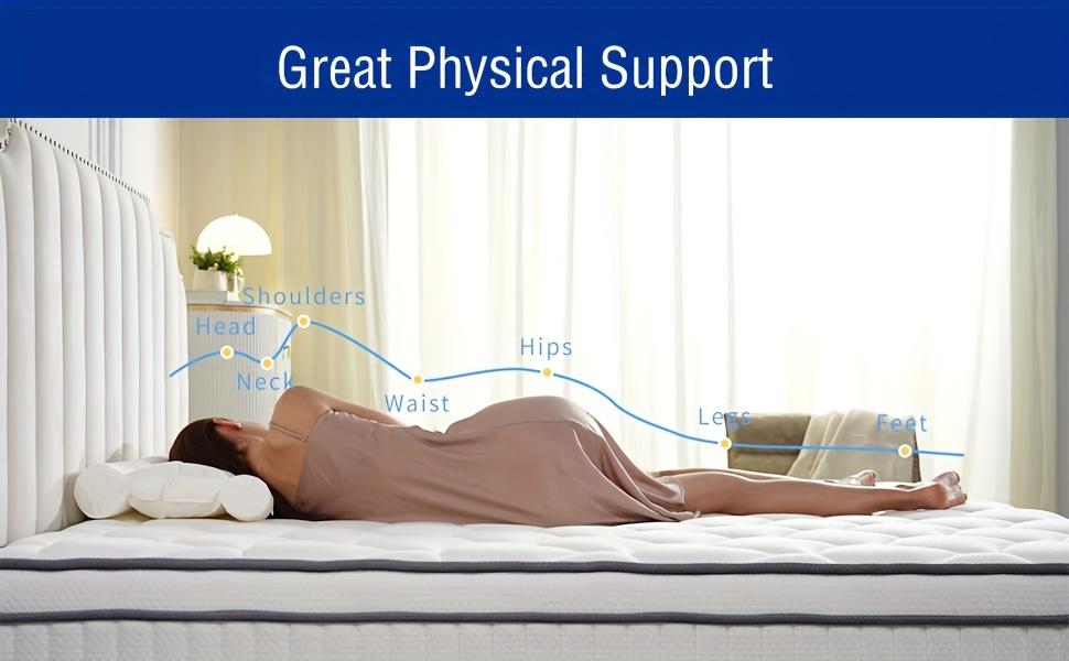 Gsleepee Full/Queen/King Size Mattress, 10inch/12inch Gel Memory Foam Topper Mattress, Individually Inner Spring Hybrid Mattresses, Medium Firm In A Box.