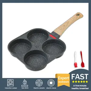 Free Brush & Scraper! 4-Slot Nonstick Pan for Perfect Eggs & Burgers | Gas/Induction Ready Multifunction Non-Stick Egg Frying Pan