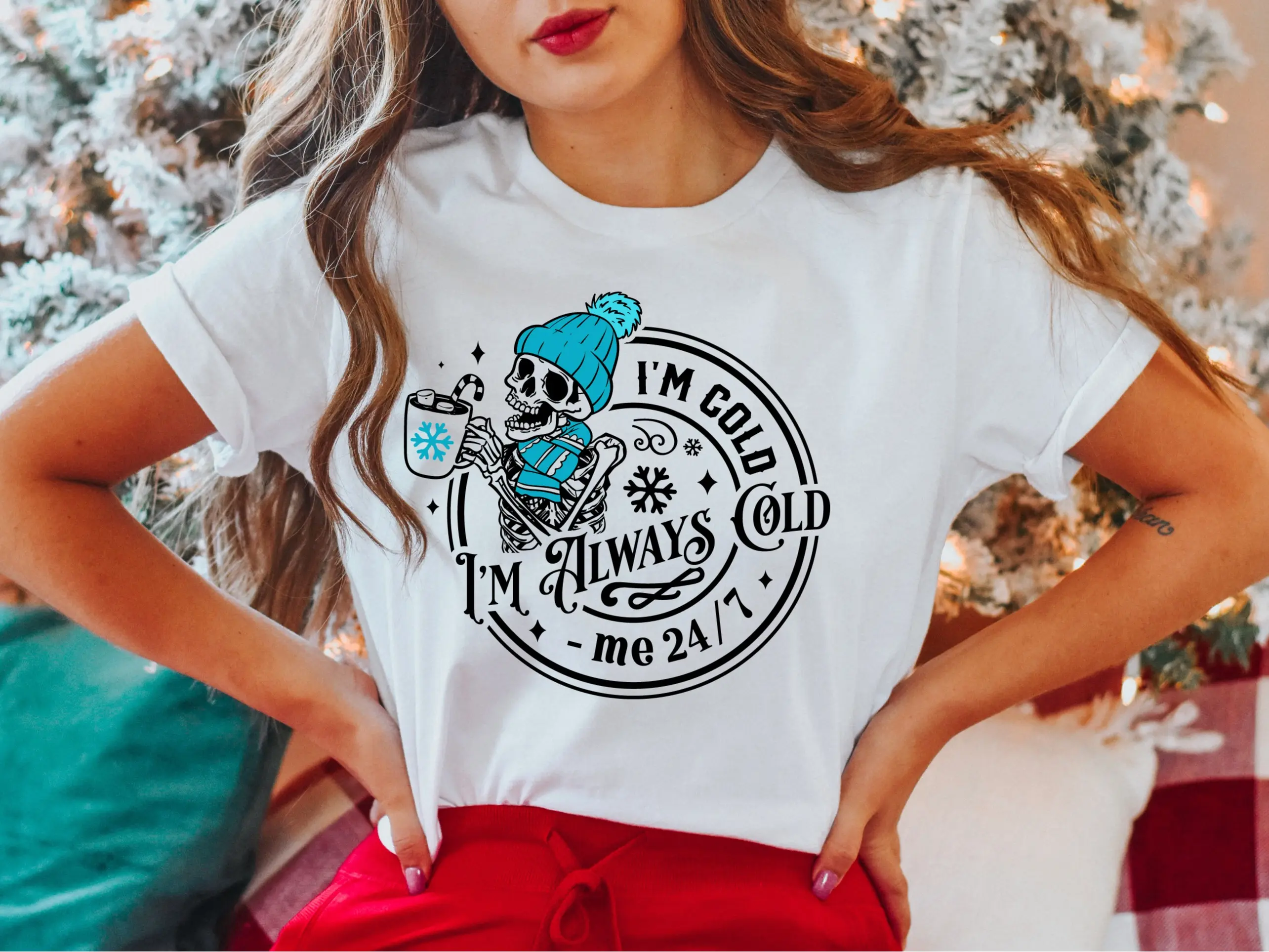 I'm Cold I'm Always Cold T-Shirt, Always Freezing Shirt, Freezing Skeleton Tee, Coffee Skull Tee, Winter Lover Shirt, Cold Freezing T-Shirt.